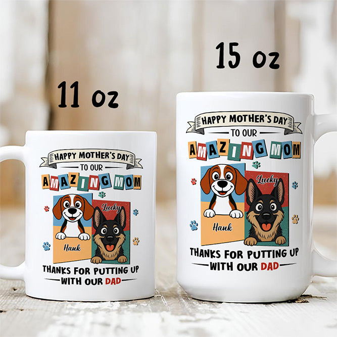 UPST11 Happy Mother's Day Amazing Dog Mom Retro Style - Personalized White Mug Accent Mug