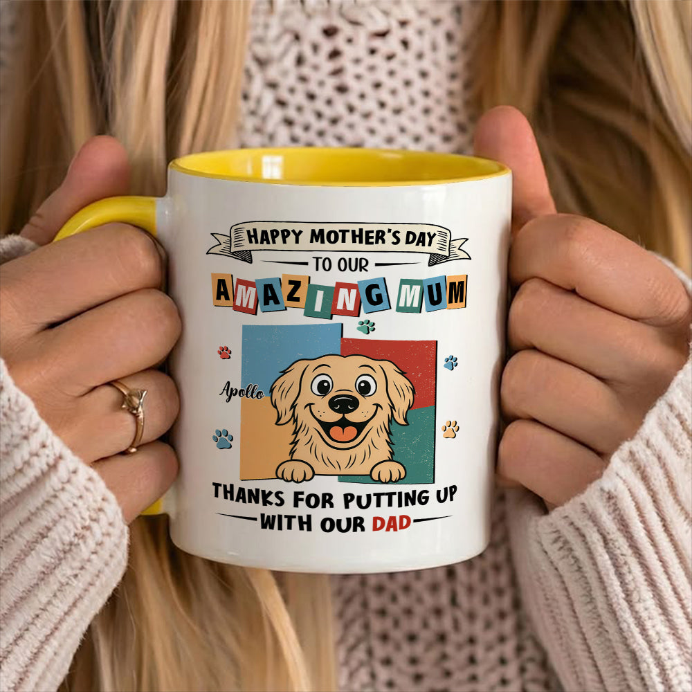 UPST11 Happy Mother's Day Amazing Dog Mom Retro Style - Personalized White Mug Accent Mug