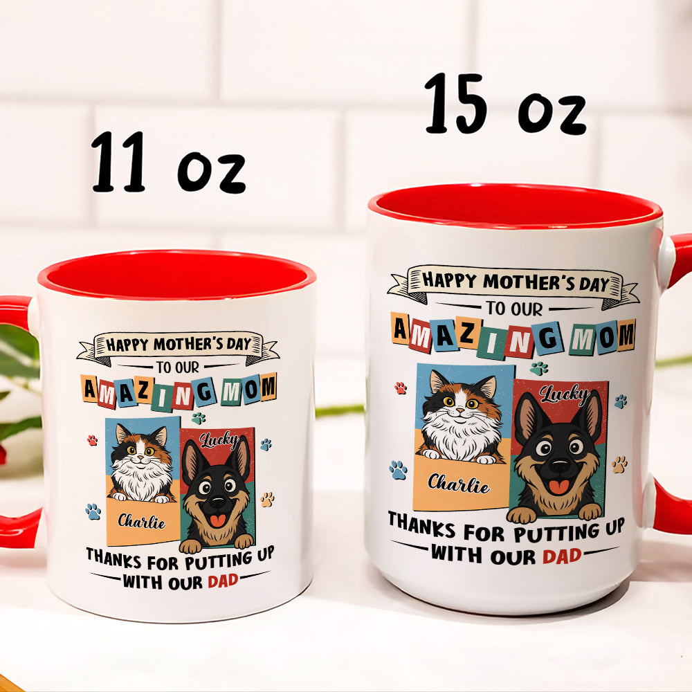 UPST11 Happy Mother's Day Amazing Fur Mom Retro Style - Personalized White Mug Accent Mug