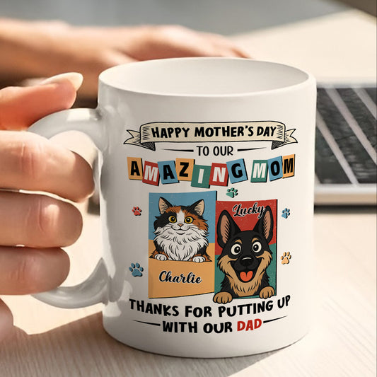 UPST11 Happy Mother's Day Amazing Fur Mom Retro Style - Personalized White Mug Accent Mug