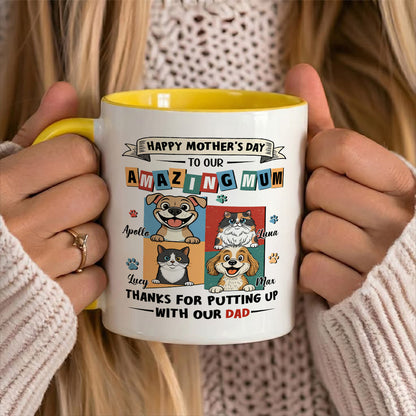 UPST11 Happy Mother's Day Amazing Fur Mom Retro Style - Personalized White Mug Accent Mug