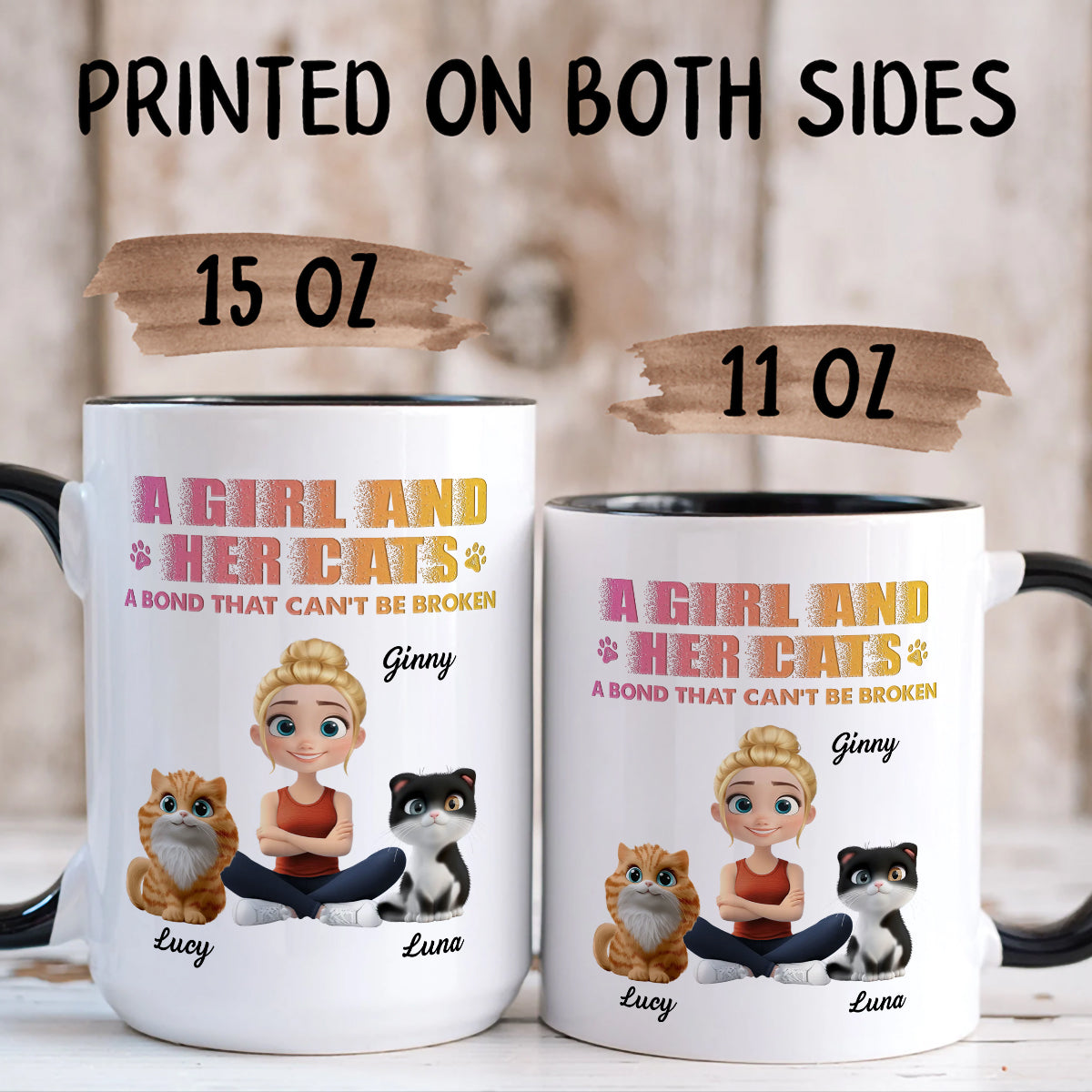 UPST13 Cat And Parent A Bond That Can't Be Broken - Personalized White Mug Accent Mug