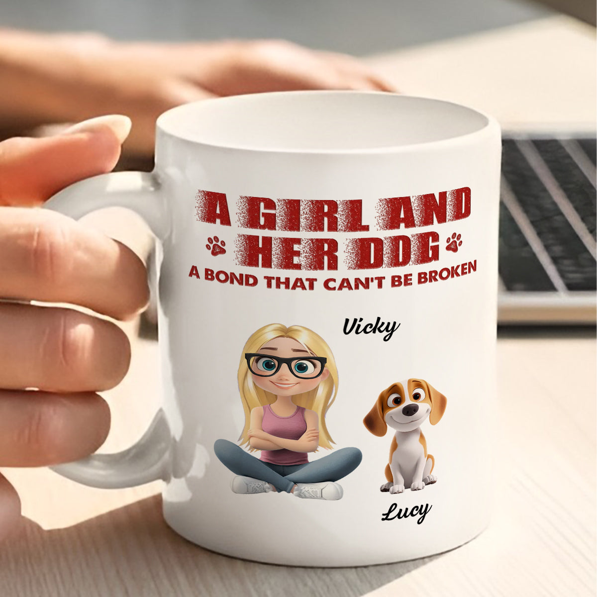 UPST13 Dog And Parent A Bond That Can't Be Broken - Personalized White Mug Accent Mug