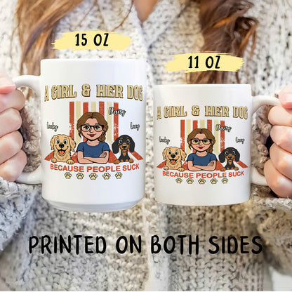 UPST14 A Girl And Her Dog Retro Style - Personalized White Mug Accent Mug