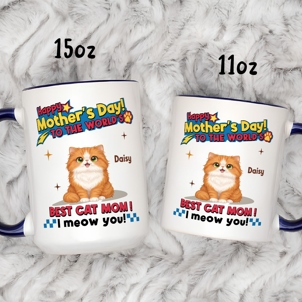 UPST15 Happy Mother's Day To The World Best Cat Mom - Personalized White Mug Accent Mug