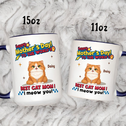 UPST15 Happy Mother's Day To The World Best Cat Mom - Personalized White Mug Accent Mug