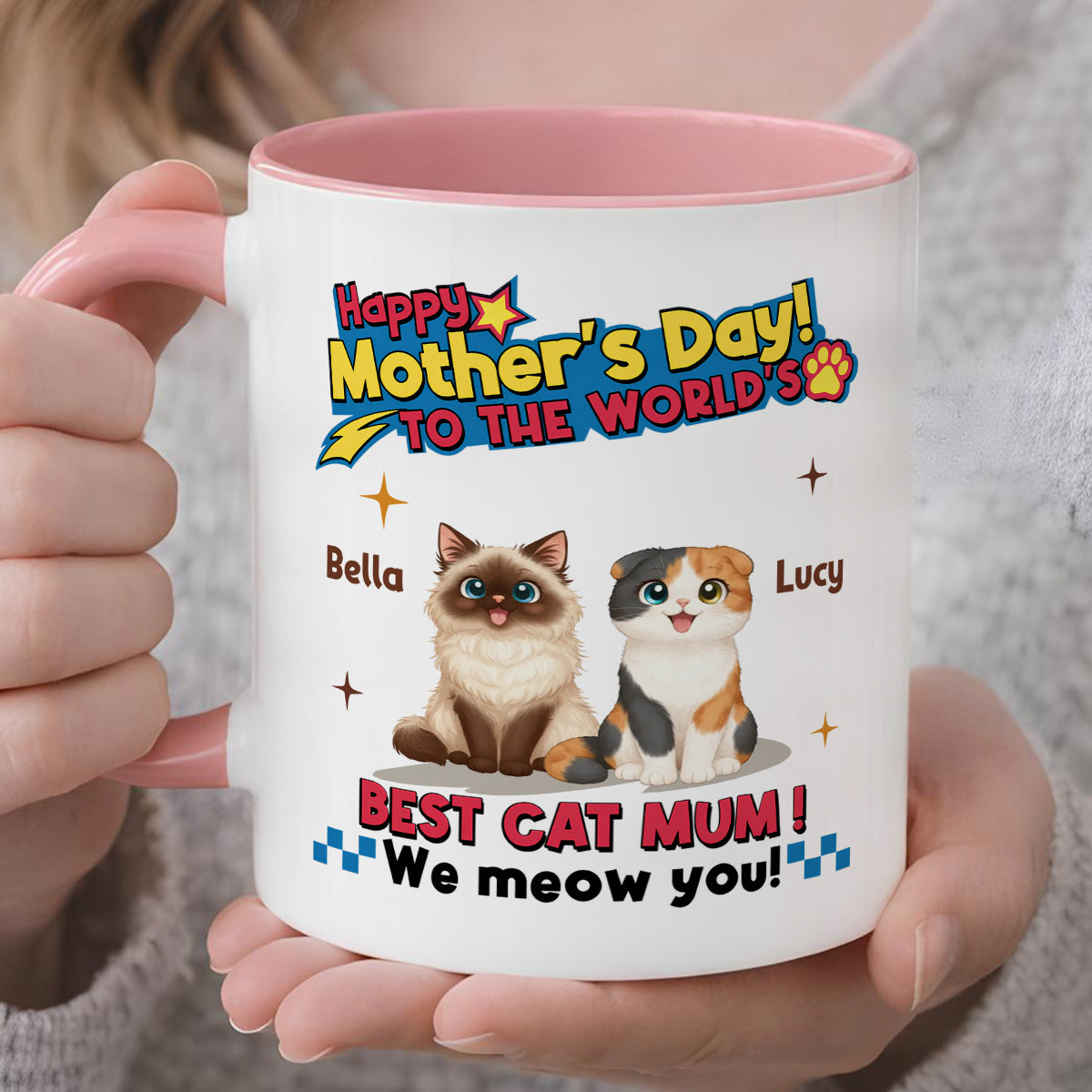 UPST15 Happy Mother's Day To The World Best Cat Mom - Personalized White Mug Accent Mug