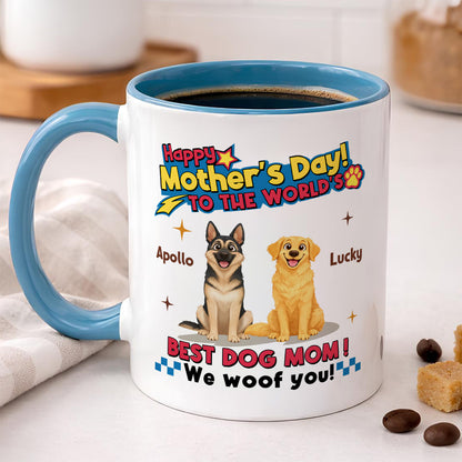 UPST15 Happy Mother's Day To The World Best Dog Mom - Personalized White Mug Accent Mug