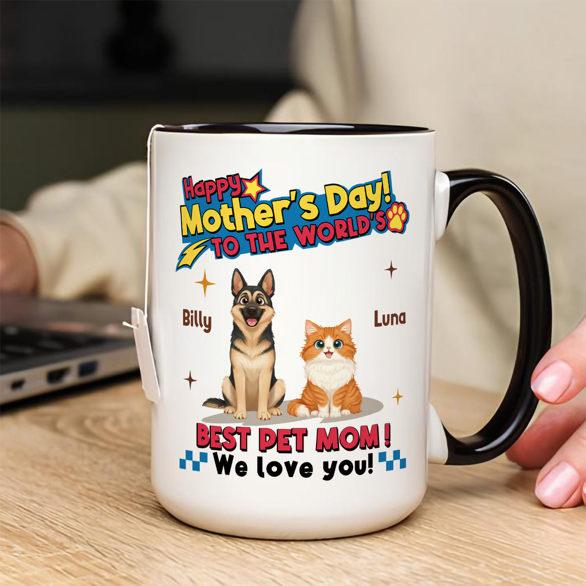 UPST15 Happy Mother's Day To The World Best Pet Mom - Personalized White Mug Accent Mug