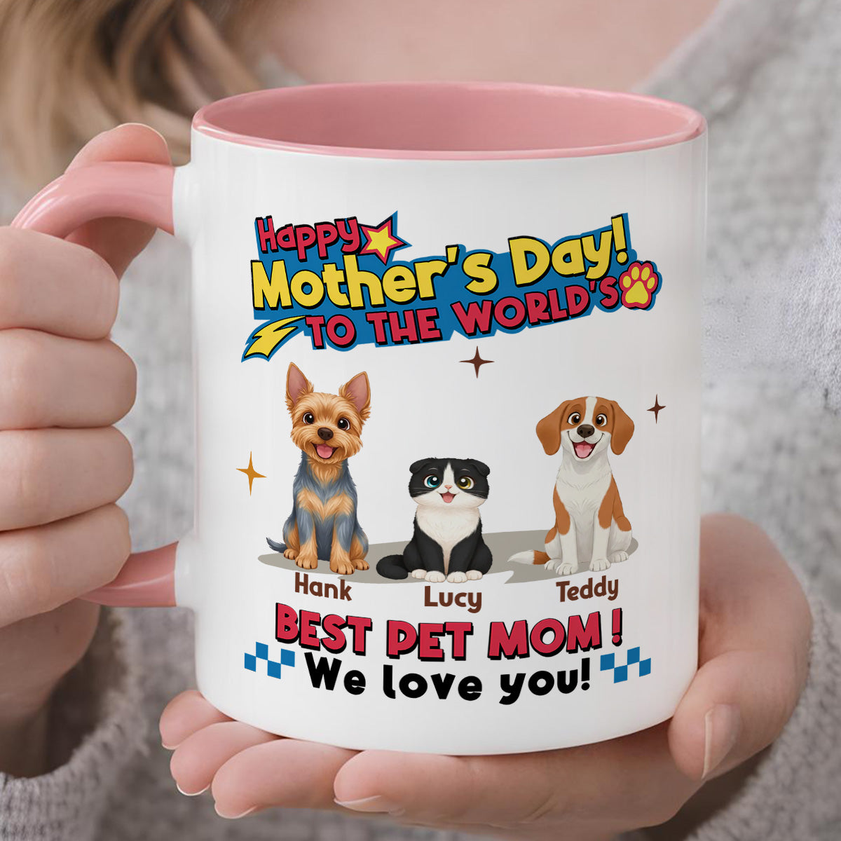 UPST15 Happy Mother's Day To The World Best Pet Mom - Personalized White Mug Accent Mug