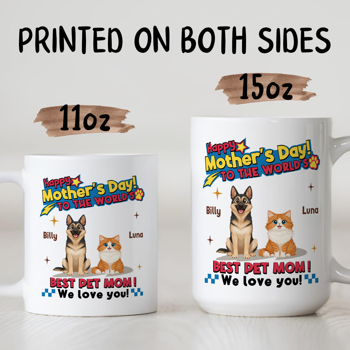 UPST15 Happy Mother's Day To The World Best Pet Mom - Personalized White Mug Accent Mug