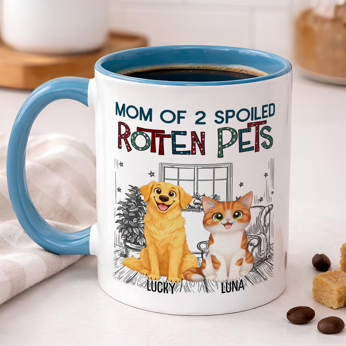 UPST16 Rotten Pet Parent - Personalized White Mug Accent Mug