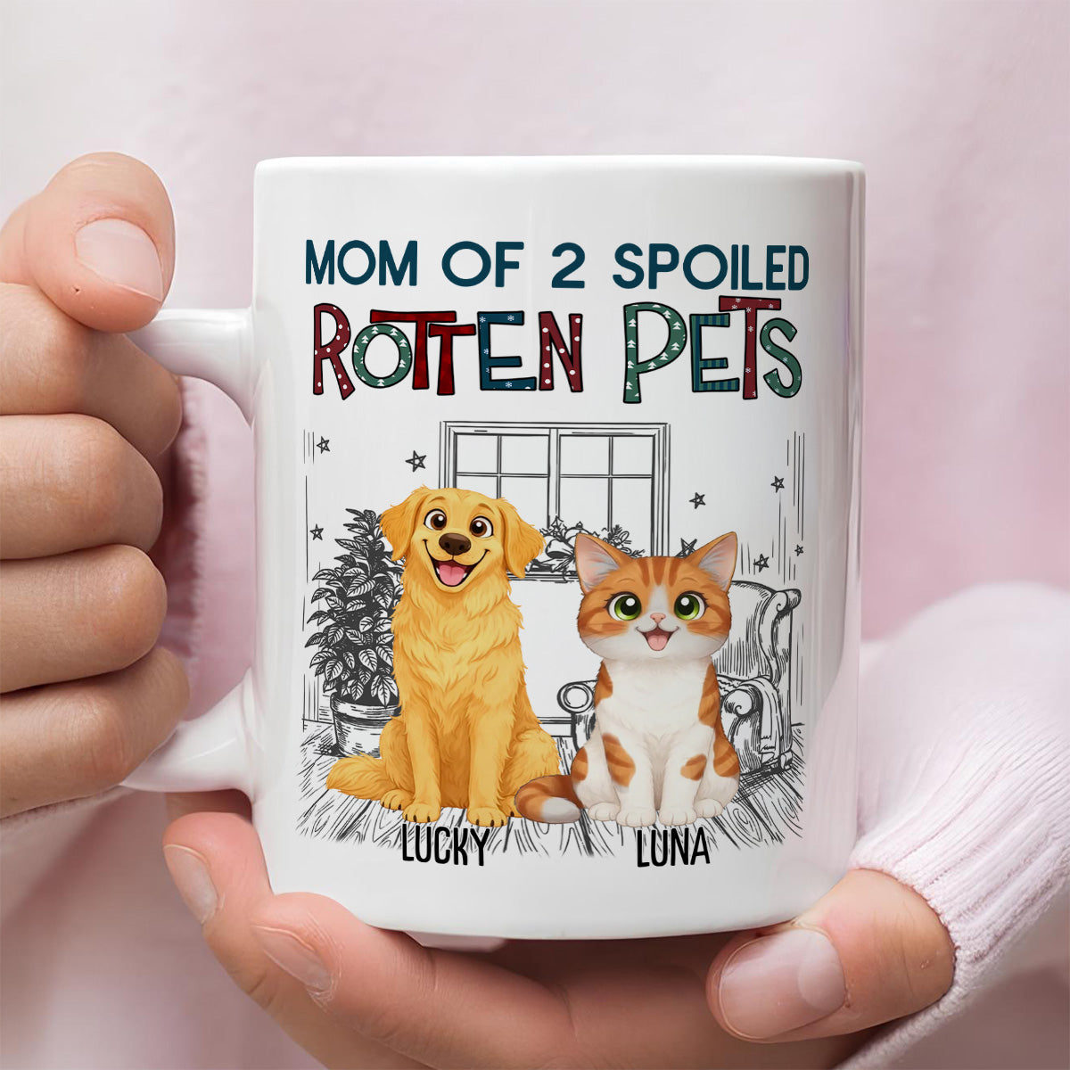 UPST16 Rotten Pet Parent - Personalized White Mug Accent Mug