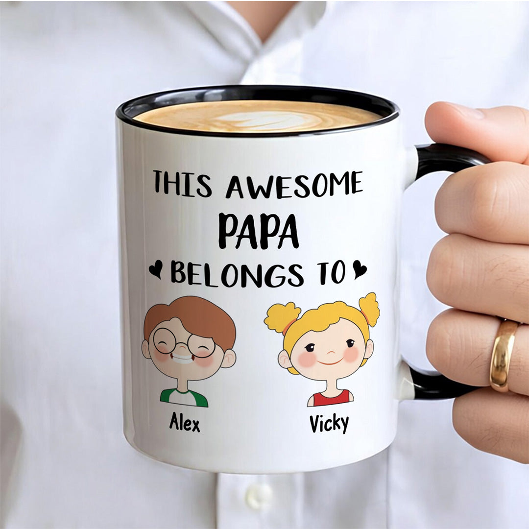 UPST17 This Awesome Grandpa Belongs To - Personalized White Mug Accent Mug