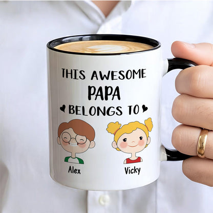 UPST17 This Awesome Grandpa Belongs To - Personalized White Mug Accent Mug