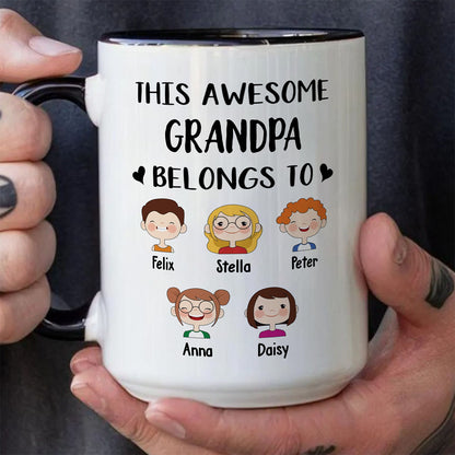 UPST17 This Awesome Grandpa Belongs To - Personalized White Mug Accent Mug
