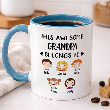 UPST17 This Awesome Grandpa Belongs To - Personalized White Mug Accent Mug