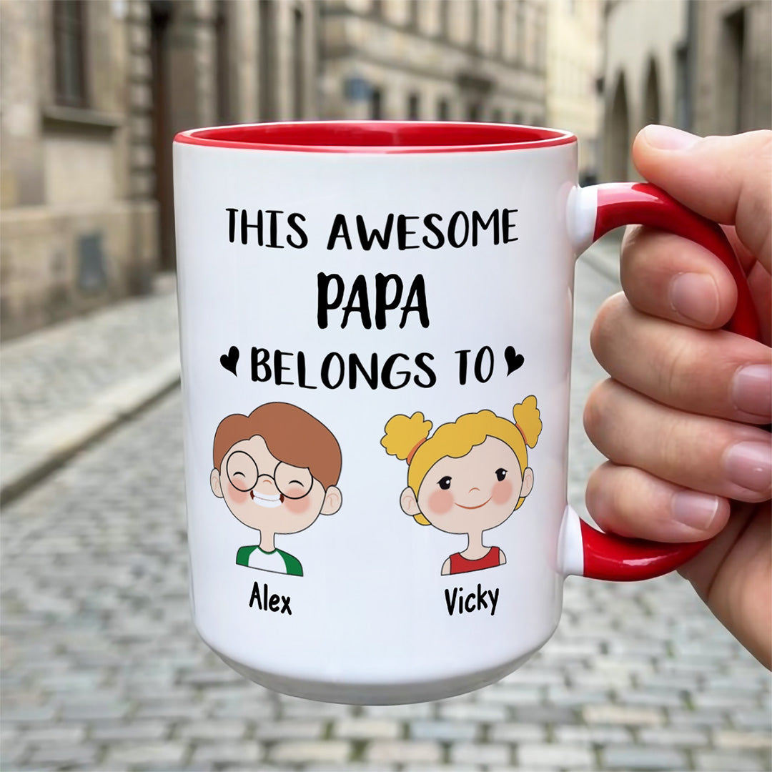 UPST17 This Awesome Grandpa Belongs To - Personalized White Mug Accent Mug
