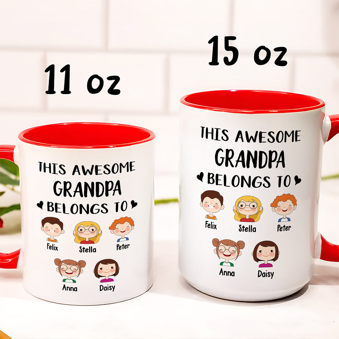 UPST17 This Awesome Grandpa Belongs To - Personalized White Mug Accent Mug