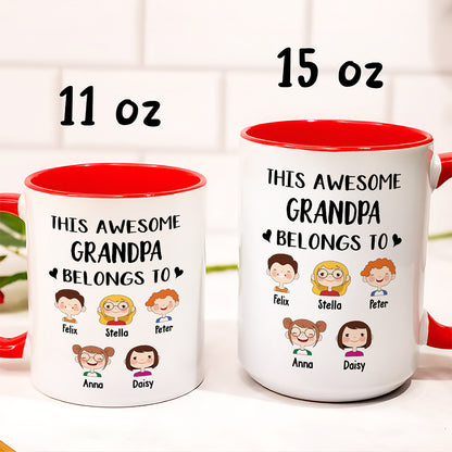 UPST17 This Awesome Grandpa Belongs To - Personalized White Mug Accent Mug