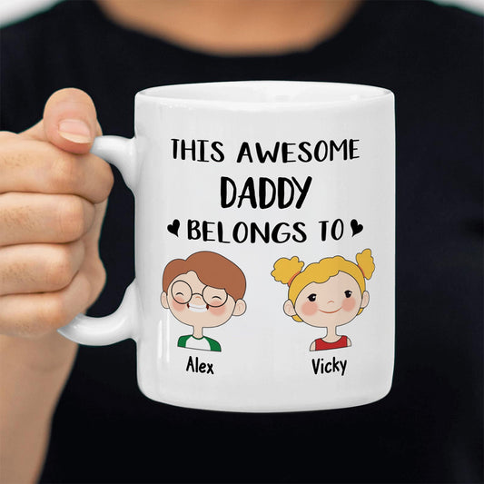 UPST17 This Awesome Grandpa Belongs To - Personalized White Mug Accent Mug