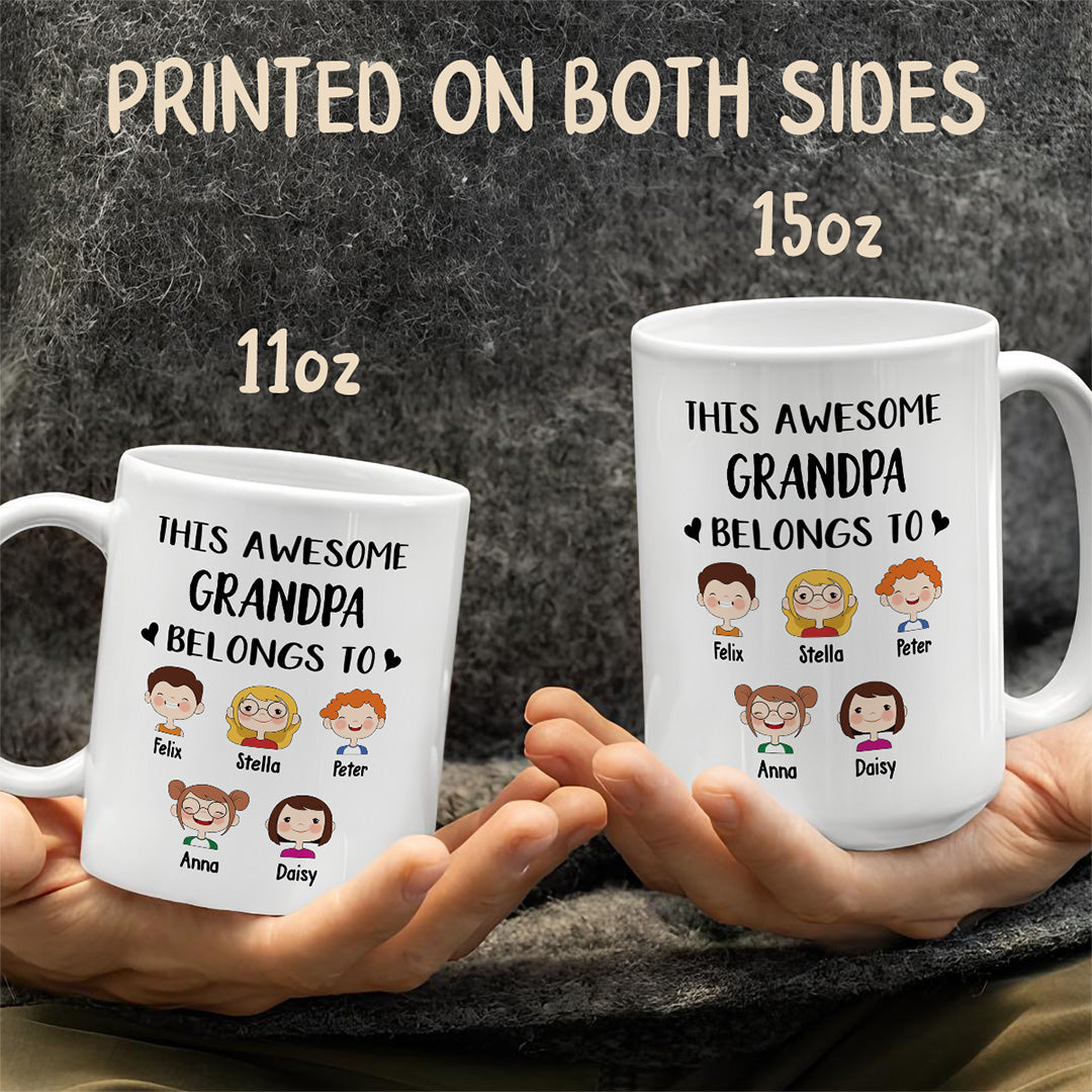 UPST17 This Awesome Grandpa Belongs To - Personalized White Mug Accent Mug
