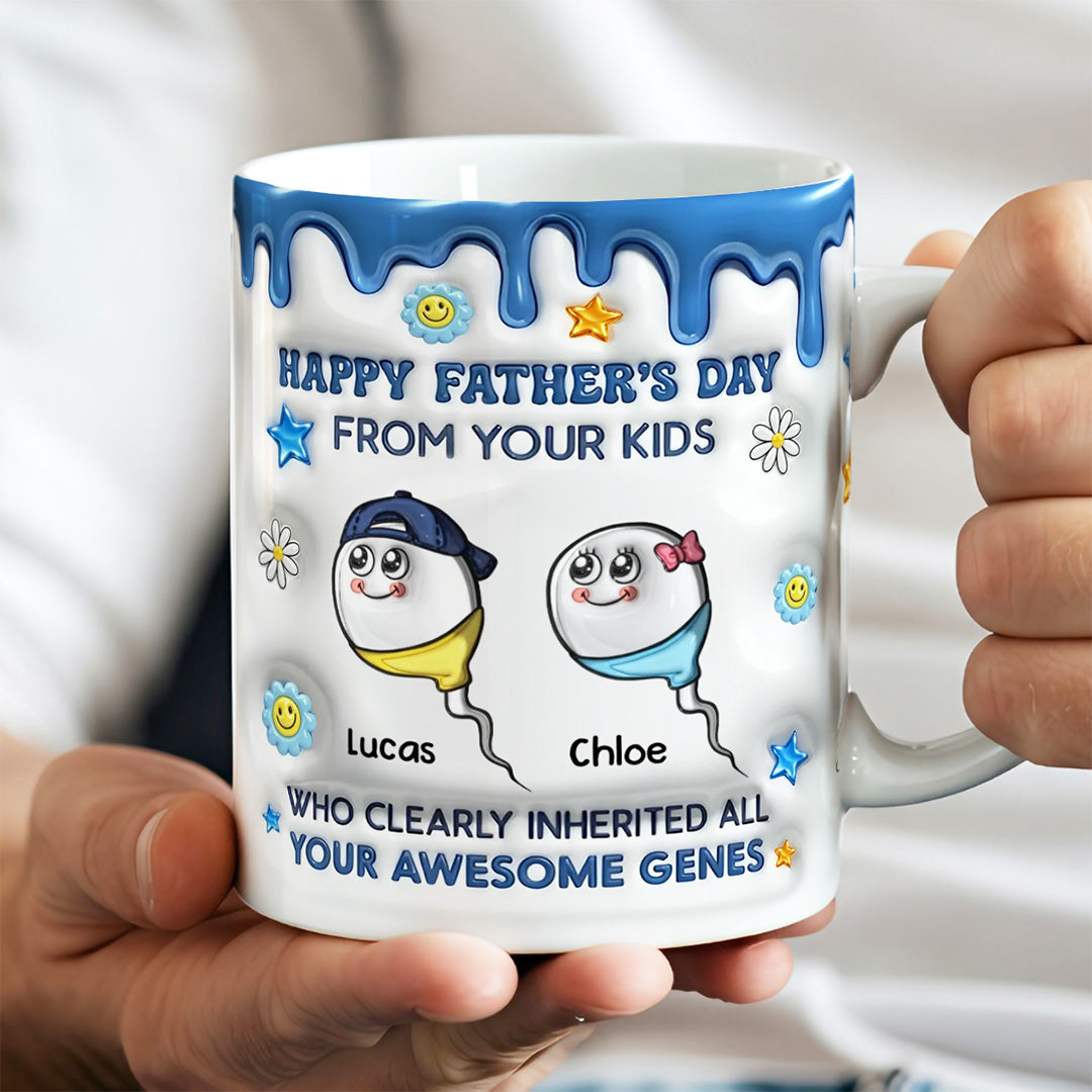 UPST21 Thanks Dad For Your Awesome Genes - Personalized White Mug Accent Mug