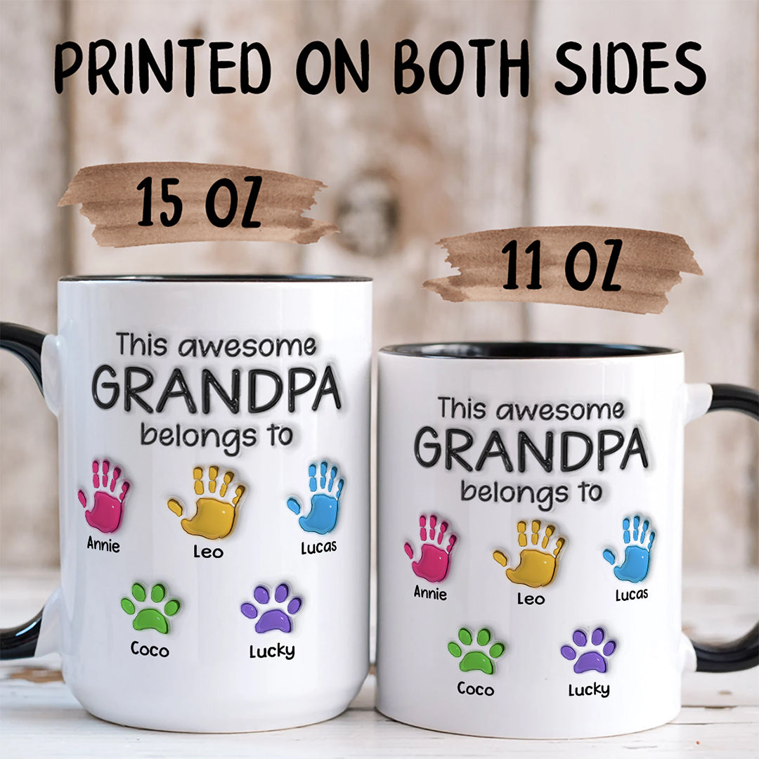UPST22 This Awesome Dad Grandpa Belongs To - Personalized White Mug Accent Mug
