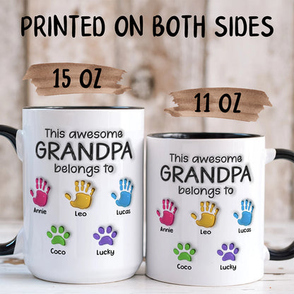 UPST22 This Awesome Dad Grandpa Belongs To - Personalized White Mug Accent Mug