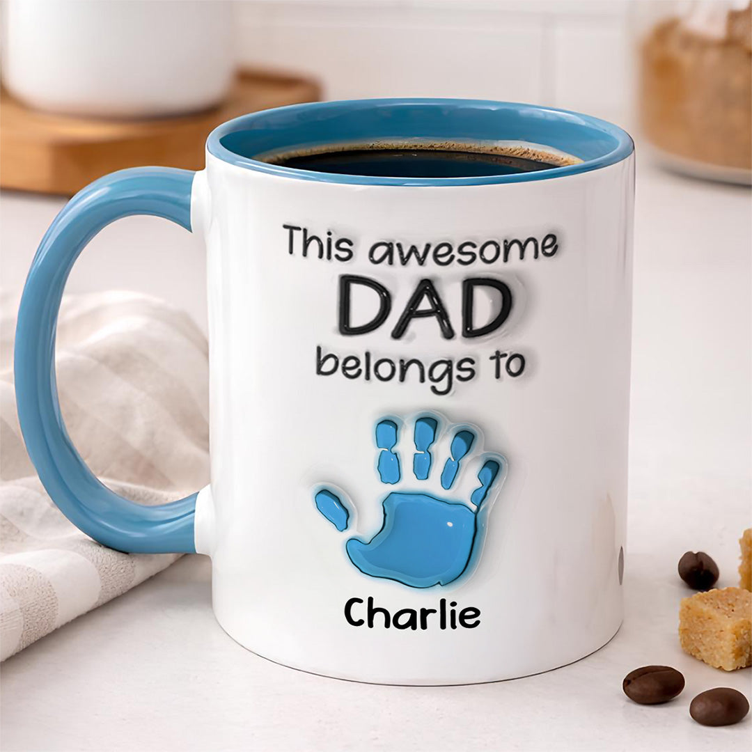 UPST22 This Awesome Dad Grandpa Belongs To - Personalized White Mug Accent Mug