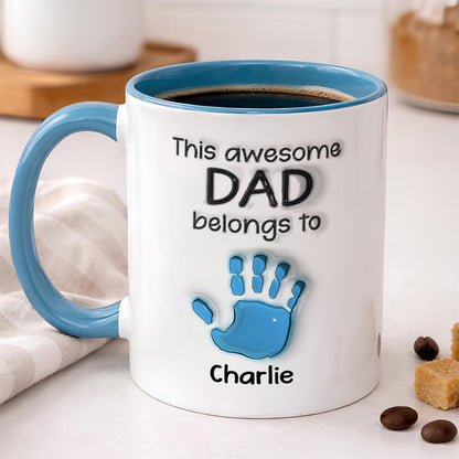 UPST22 This Awesome Dad Grandpa Belongs To - Personalized White Mug Accent Mug