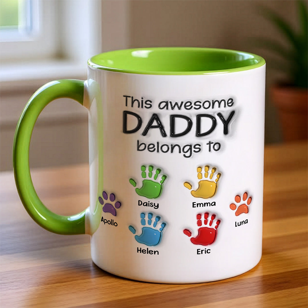 UPST22 This Awesome Dad Grandpa Belongs To - Personalized White Mug Accent Mug