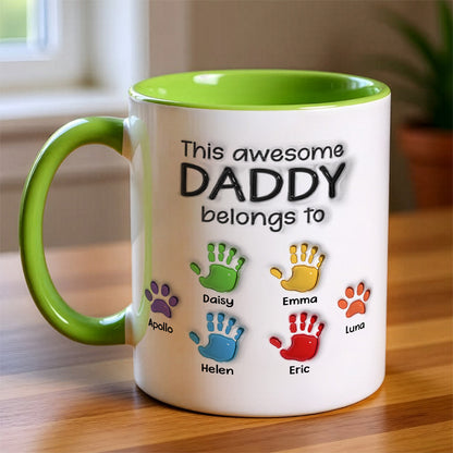 UPST22 This Awesome Dad Grandpa Belongs To - Personalized White Mug Accent Mug