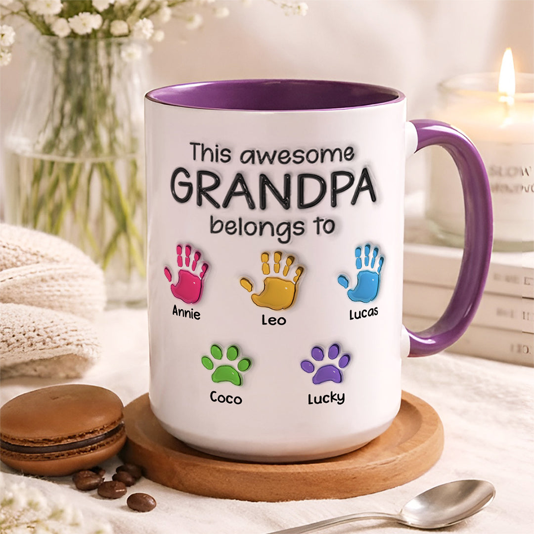 UPST22 This Awesome Dad Grandpa Belongs To - Personalized White Mug Accent Mug