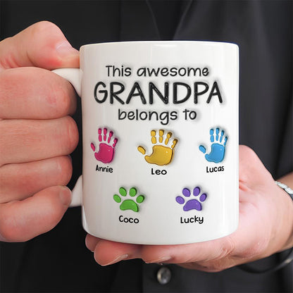 UPST22 This Awesome Dad Grandpa Belongs To - Personalized White Mug Accent Mug