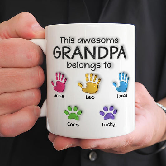 UPST22 This Awesome Dad Grandpa Belongs To - Personalized White Mug Accent Mug