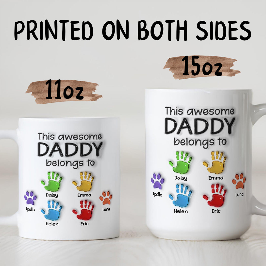 UPST22 This Awesome Dad Grandpa Belongs To - Personalized White Mug Accent Mug