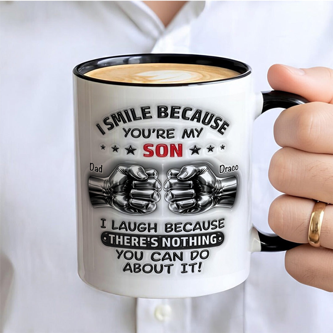 UPST23 I Smile Because You're My Son - Personalized White Mug Accent Mug