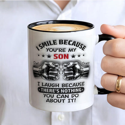 UPST23 I Smile Because You're My Son - Personalized White Mug Accent Mug