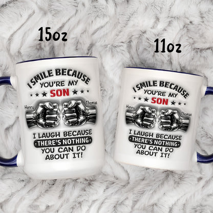 UPST23 I Smile Because You're My Son - Personalized White Mug Accent Mug