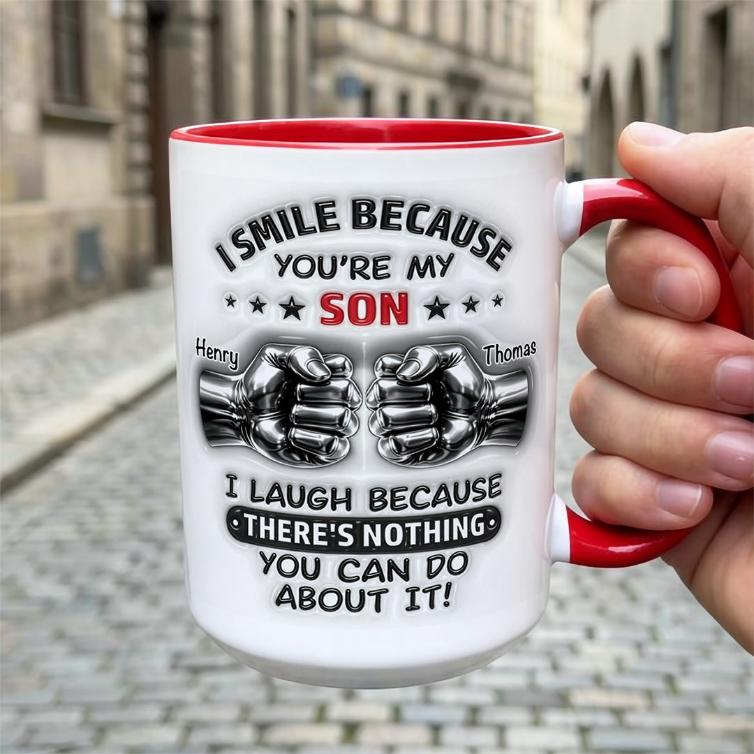 UPST23 I Smile Because You're My Son - Personalized White Mug Accent Mug
