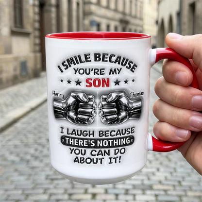 UPST23 I Smile Because You're My Son - Personalized White Mug Accent Mug