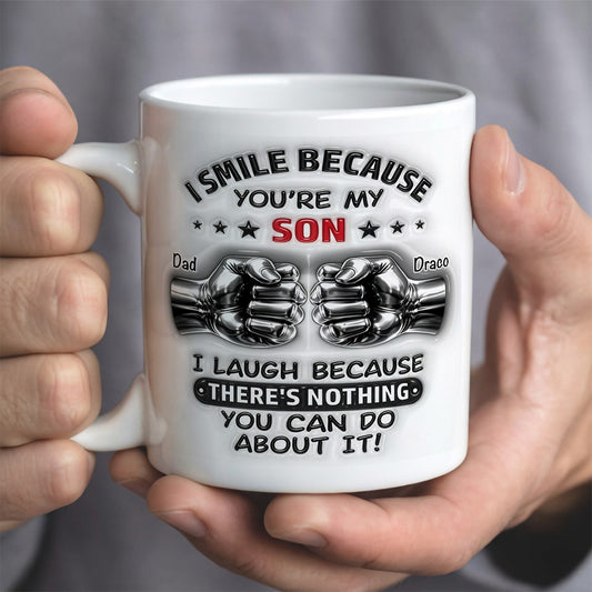 UPST23 I Smile Because You're My Son - Personalized White Mug Accent Mug