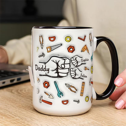 UPST25 Happy Father's Day Fist Pump 3D Inflated Effect Printed - Personalized White Mug Accent Mug