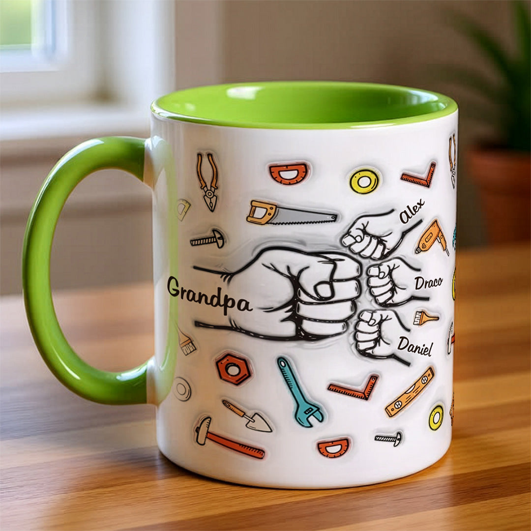 UPST25 Happy Father's Day Fist Pump 3D Inflated Effect Printed - Personalized White Mug Accent Mug