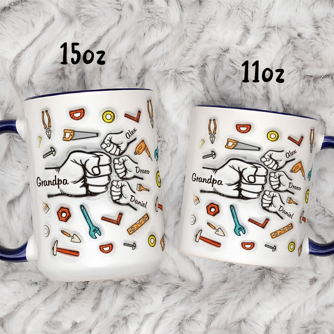 UPST25 Happy Father's Day Fist Pump 3D Inflated Effect Printed - Personalized White Mug Accent Mug