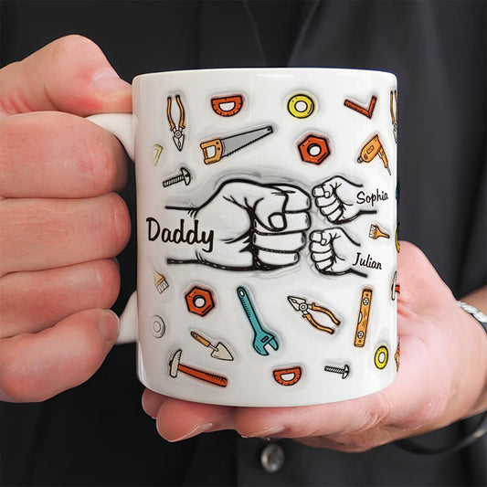 UPST25 Happy Father's Day Fist Pump 3D Inflated Effect Printed - Personalized White Mug Accent Mug