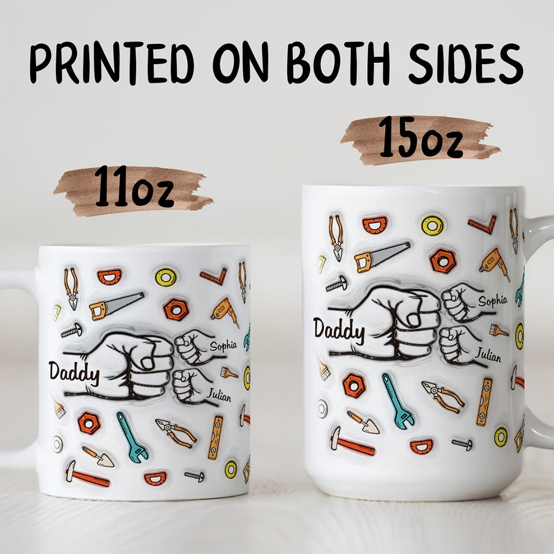 UPST25 Happy Father's Day Fist Pump 3D Inflated Effect Printed - Personalized White Mug Accent Mug