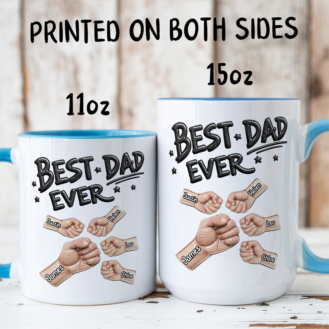 UPST27 Best Dad Ever Fist Bump - 3D Inflated Effect Personalized Mug