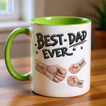 UPST27 Best Dad Ever Fist Bump - 3D Inflated Effect Personalized Mug